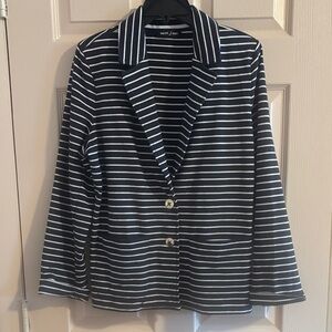 Nautica Navy and White Striped Blazer Jacket